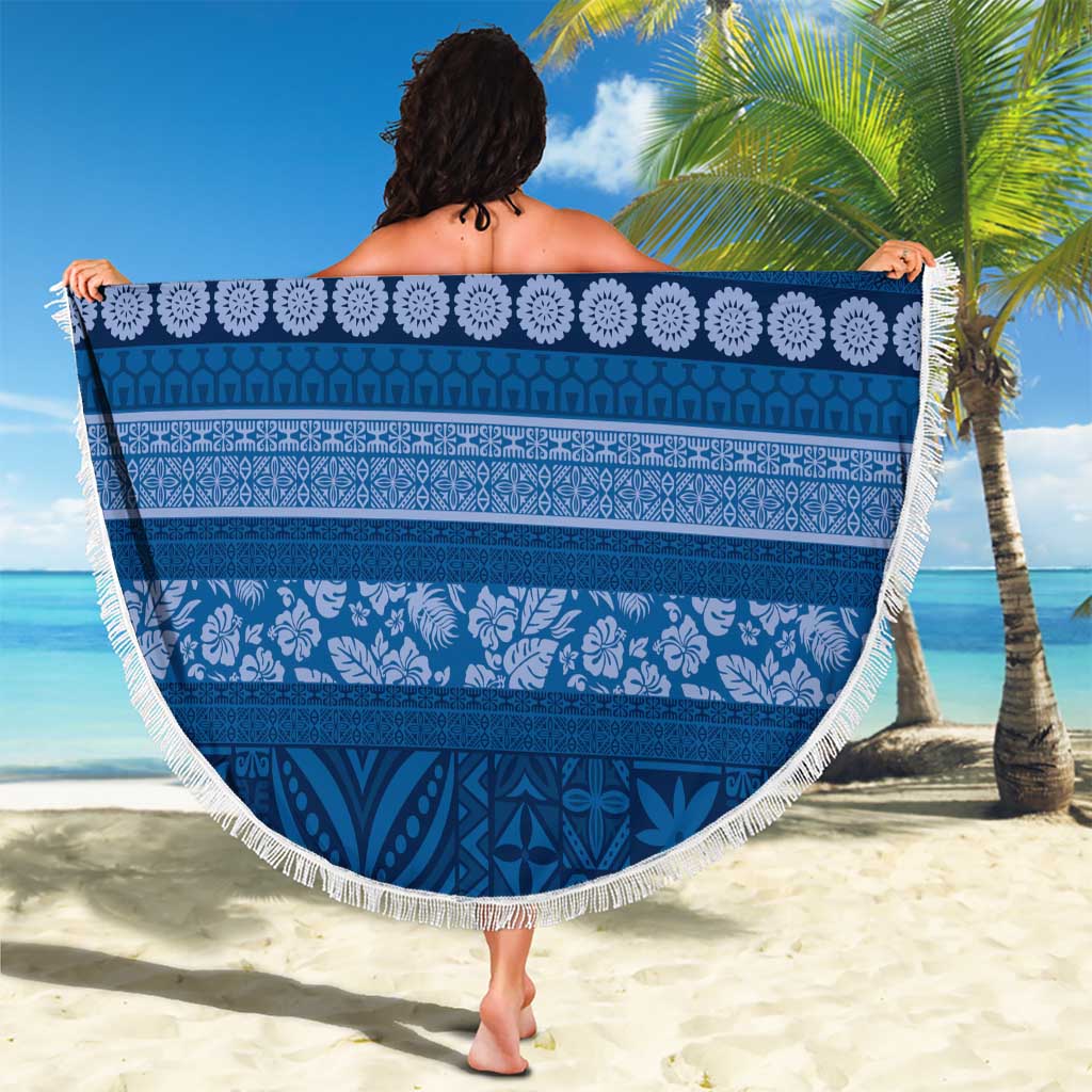 Fiji Marau na Kerisimasi Beach Blanket Blue Tapa Masi Inspired Christmas - Polynesian Pride