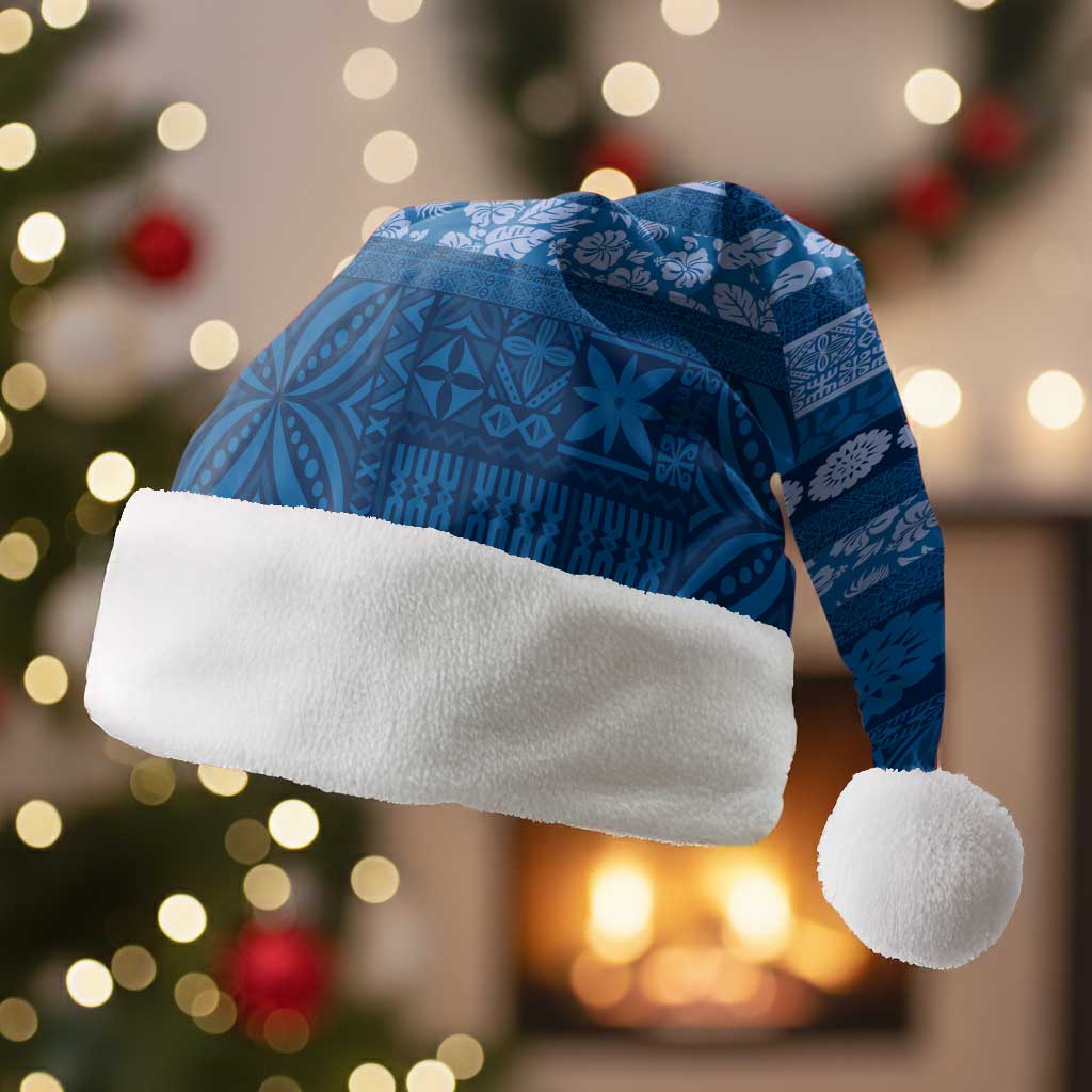 Fiji Marau na Kerisimasi Christmas Santa Hat Blue Tapa Masi Inspired Christmas - Polynesian Pride