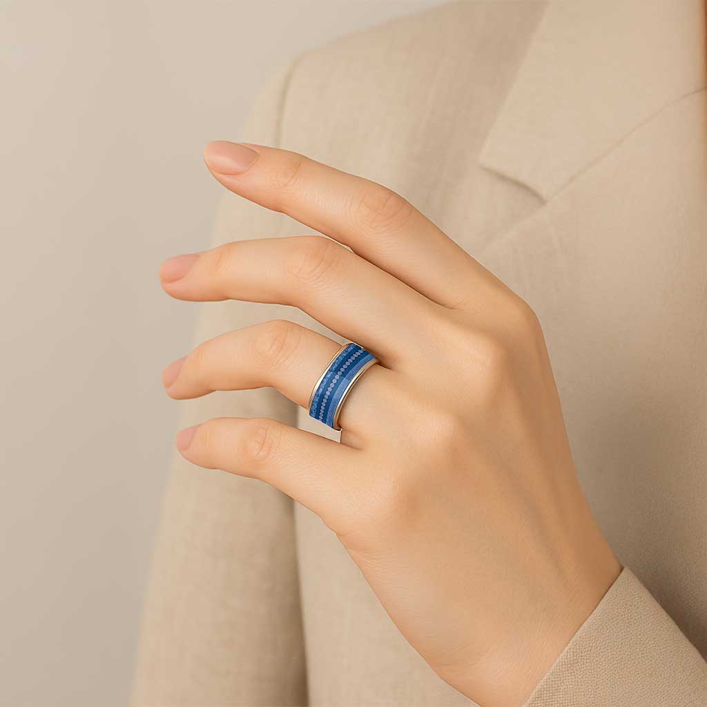 Fiji Marau na Kerisimasi Classic Ring Blue Tapa Masi Inspired Christmas - Polynesian Pride