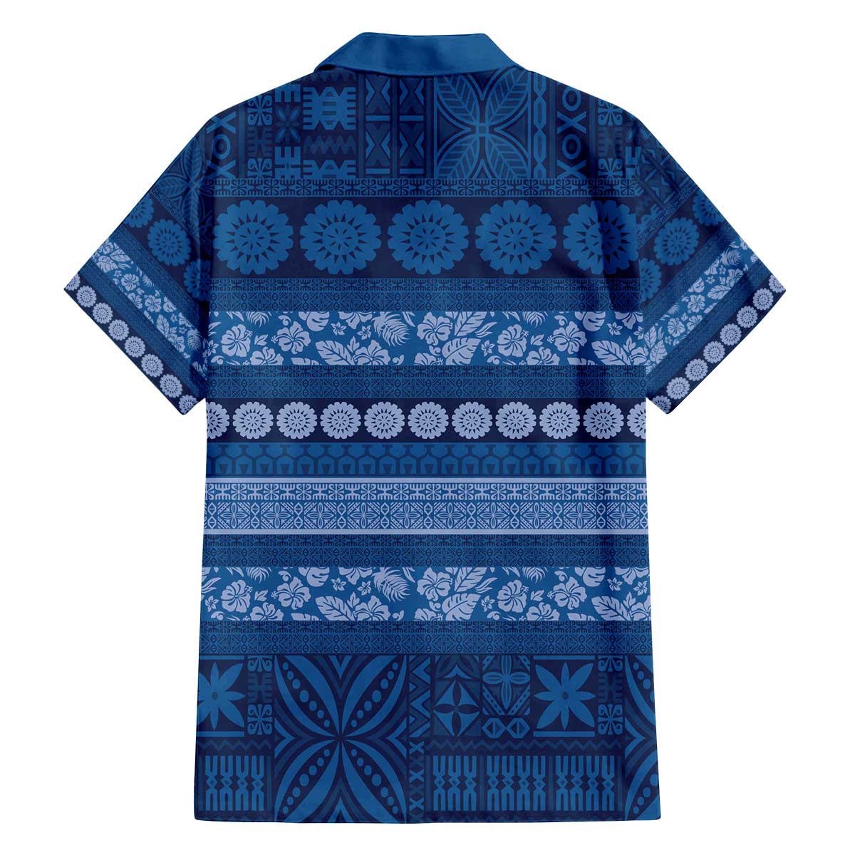 Fiji Marau na Kerisimasi Family Matching Off The Shoulder Long Sleeve Dress and Hawaiian Shirt Blue Tapa Masi Inspired Christmas - Polynesian Pride