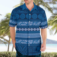 Fiji Marau na Kerisimasi Hawaiian Shirt Blue Tapa Masi Inspired Christmas - Polynesian Pride