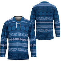 Fiji Marau na Kerisimasi Hockey Jersey Blue Tapa Masi Inspired Christmas - Polynesian Pride
