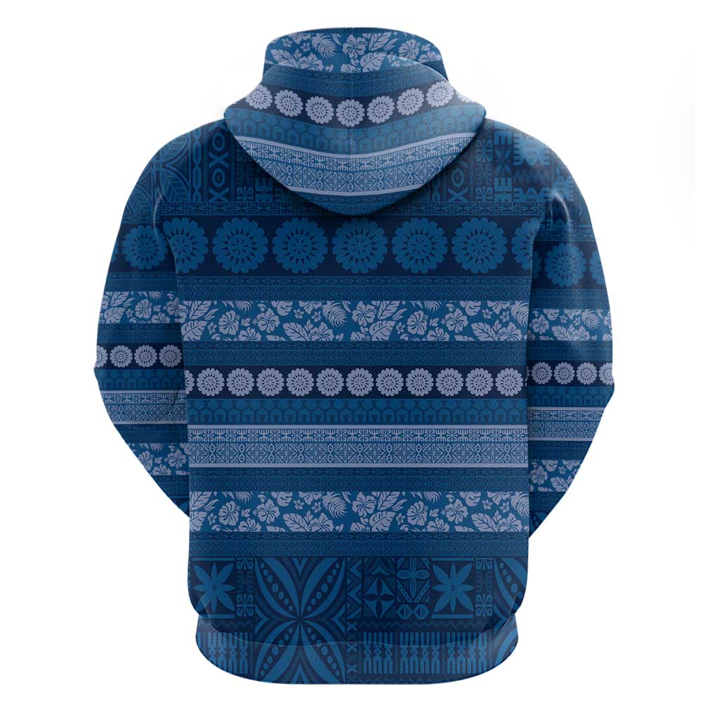 Fiji Marau na Kerisimasi Hoodie Blue Tapa Masi Inspired Christmas - Polynesian Pride