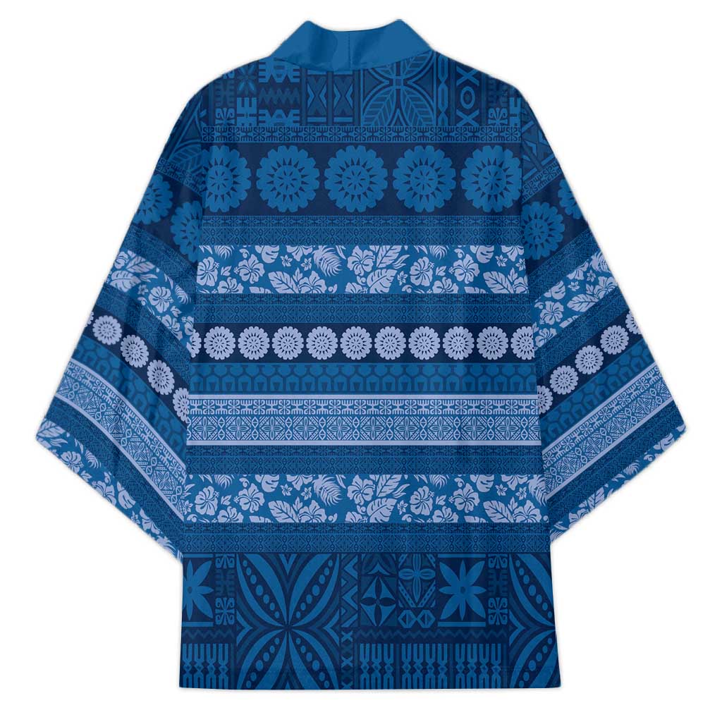 Fiji Marau na Kerisimasi Kimono Blue Tapa Masi Inspired Christmas - Polynesian Pride