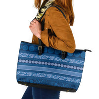 Fiji Marau na Kerisimasi Leather Tote Bag Blue Tapa Masi Inspired Christmas - Polynesian Pride