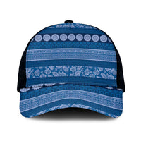Fiji Marau na Kerisimasi Mesh Trucker Cap Blue Tapa Masi Inspired Christmas - Polynesian Pride