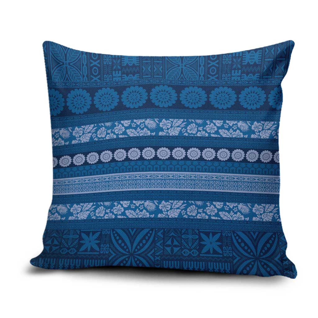 Fiji Marau na Kerisimasi Pillow Cover Blue Tapa Masi Inspired Christmas - Polynesian Pride