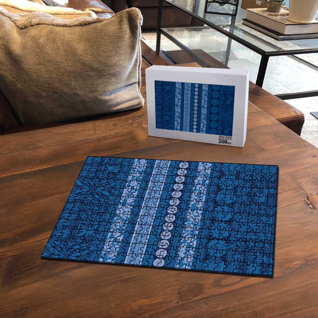 Fiji Marau na Kerisimasi Puzzle Blue Tapa Masi Inspired Christmas - Polynesian Pride