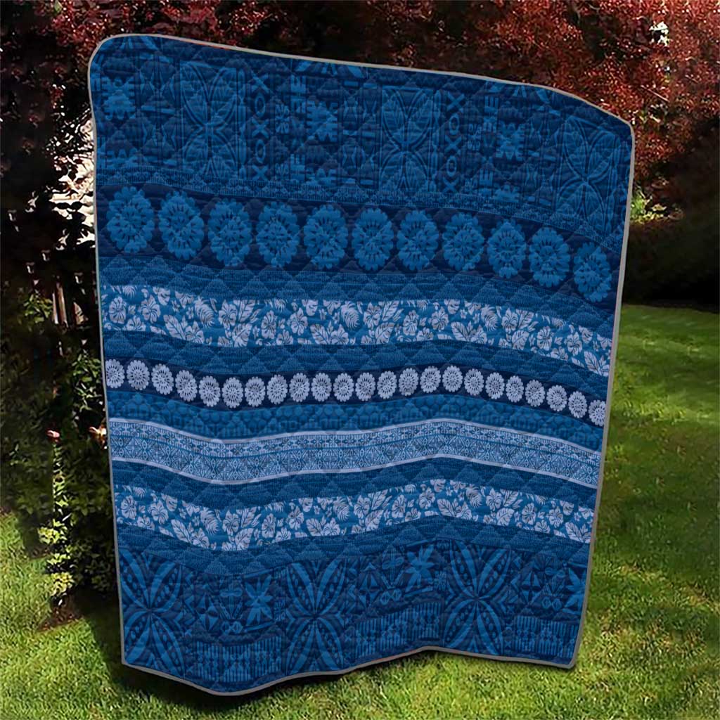 Fiji Marau na Kerisimasi Quilt Blue Tapa Masi Inspired Christmas - Polynesian Pride