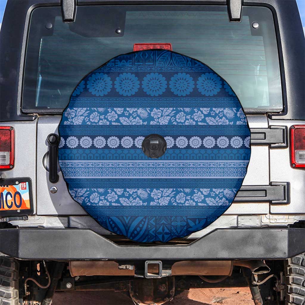 Fiji Marau na Kerisimasi Spare Tire Cover Blue Tapa Masi Inspired Christmas - Polynesian Pride