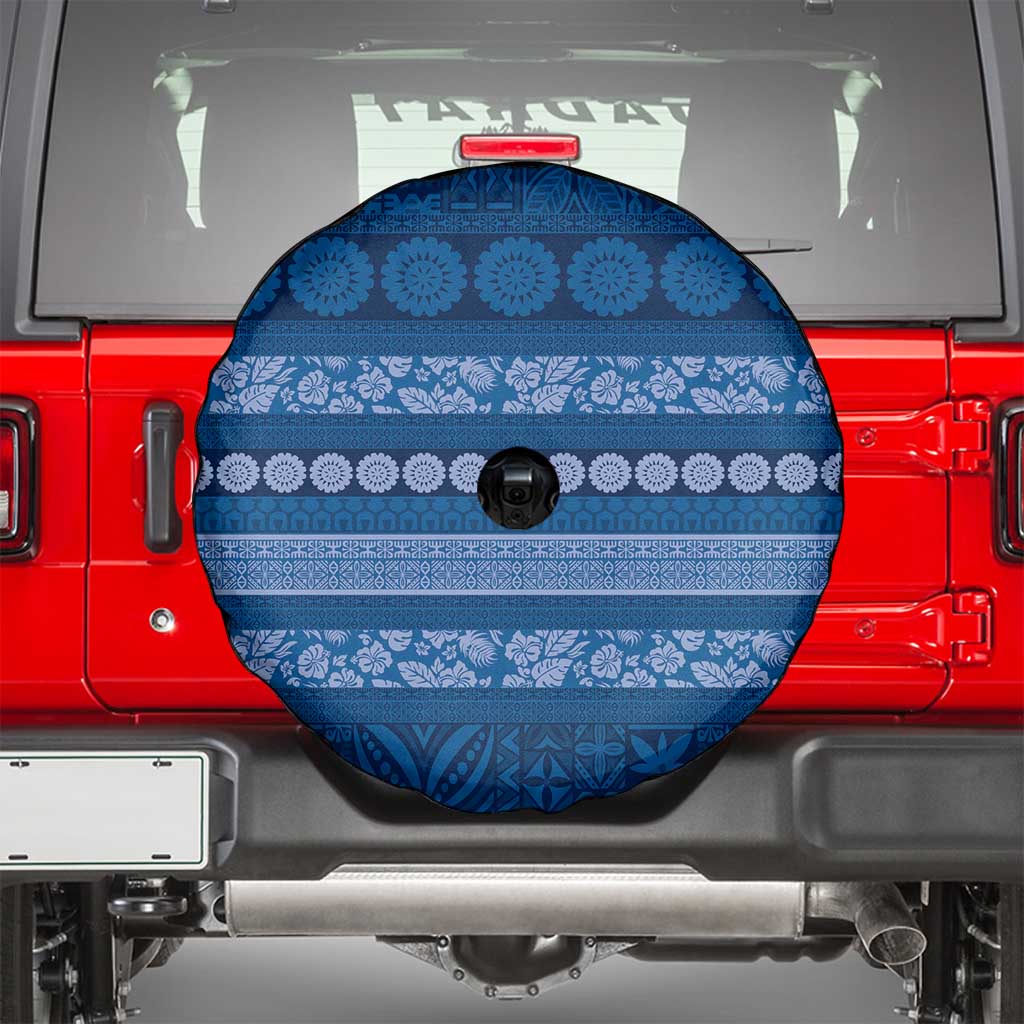 Fiji Marau na Kerisimasi Spare Tire Cover Blue Tapa Masi Inspired Christmas - Polynesian Pride