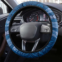 Fiji Marau na Kerisimasi Steering Wheel Cover Blue Tapa Masi Inspired Christmas - Polynesian Pride