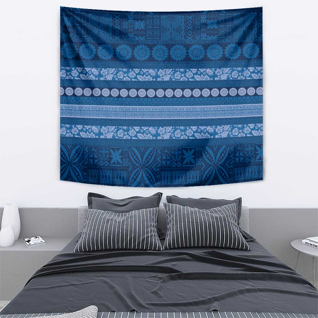 Fiji Marau na Kerisimasi Tapestry Blue Tapa Masi Inspired Christmas - Polynesian Pride