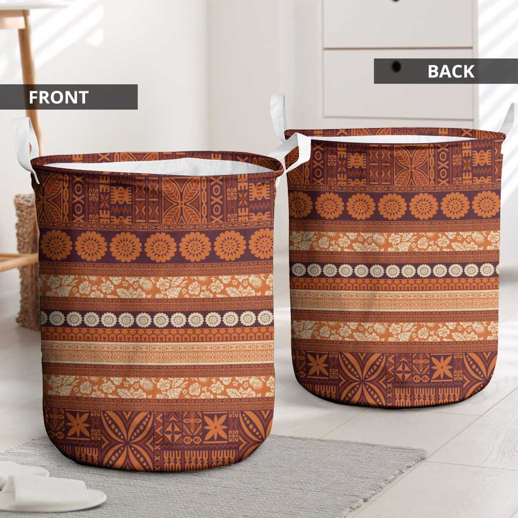 Fiji Marau na Kerisimasi Laundry Basket Gold Tapa Masi Inspired Christmas - Polynesian Pride