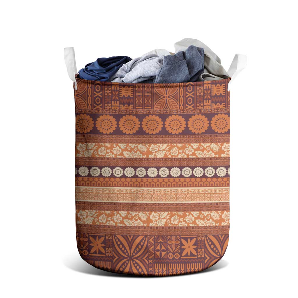 Fiji Marau na Kerisimasi Laundry Basket Gold Tapa Masi Inspired Christmas - Polynesian Pride