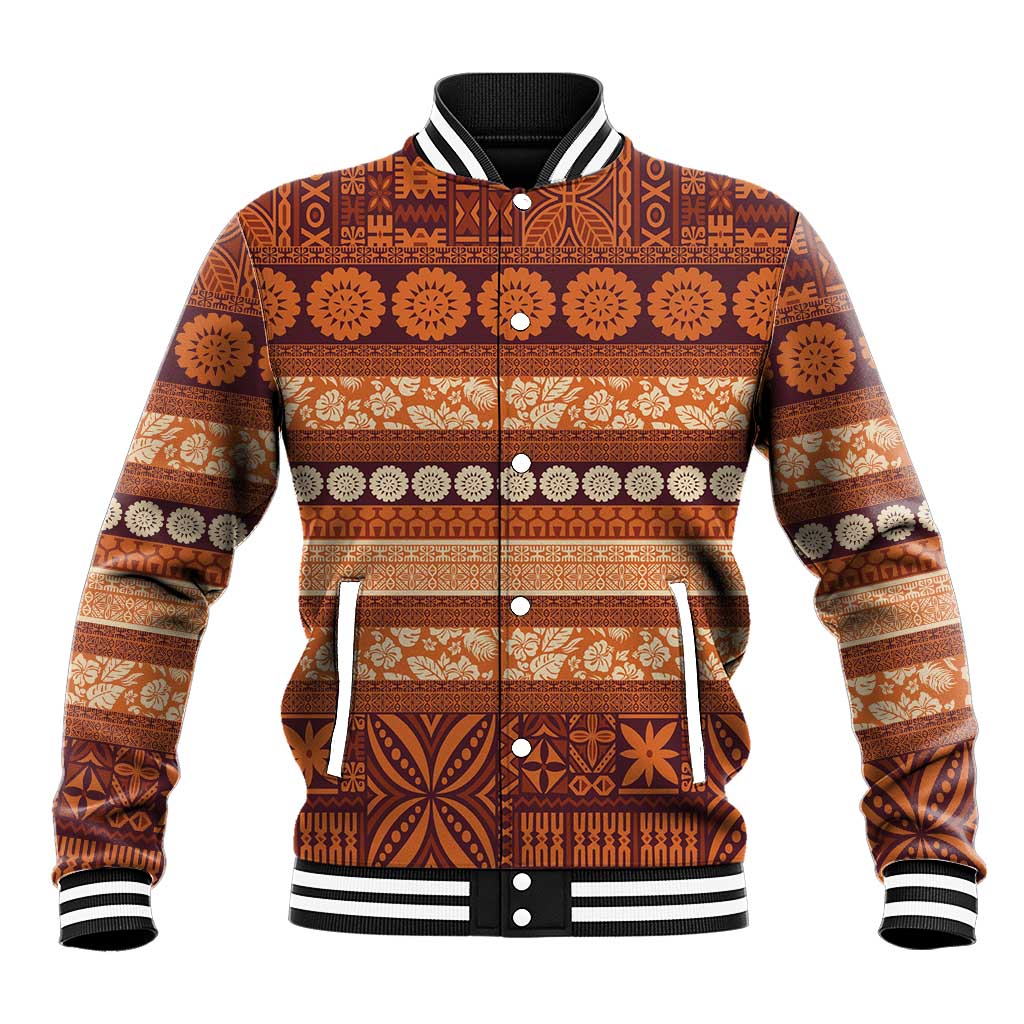 Fiji Marau na Kerisimasi Baseball Jacket Gold Tapa Masi Inspired Christmas - Polynesian Pride