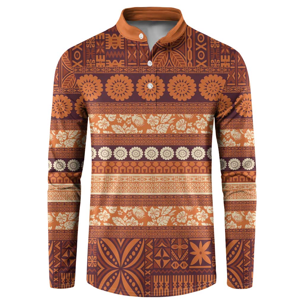 Fiji Marau na Kerisimasi Button Sweatshirt Gold Tapa Masi Inspired Christmas - Polynesian Pride