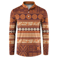 Fiji Marau na Kerisimasi Button Sweatshirt Gold Tapa Masi Inspired Christmas - Polynesian Pride