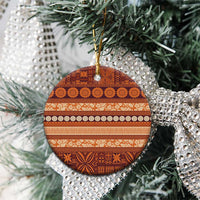 Fiji Marau na Kerisimasi Ceramic Ornament Gold Tapa Masi Inspired Christmas - Polynesian Pride