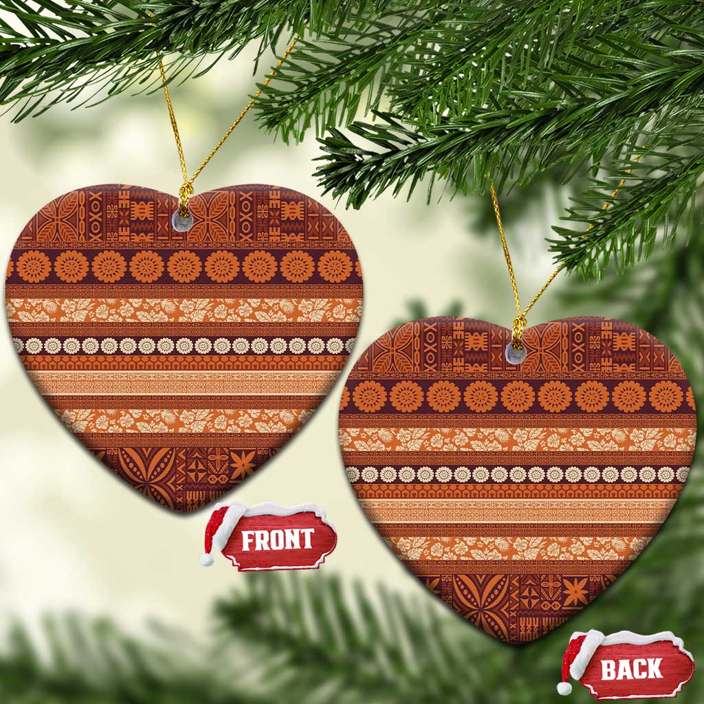 Fiji Marau na Kerisimasi Ceramic Ornament Gold Tapa Masi Inspired Christmas - Polynesian Pride