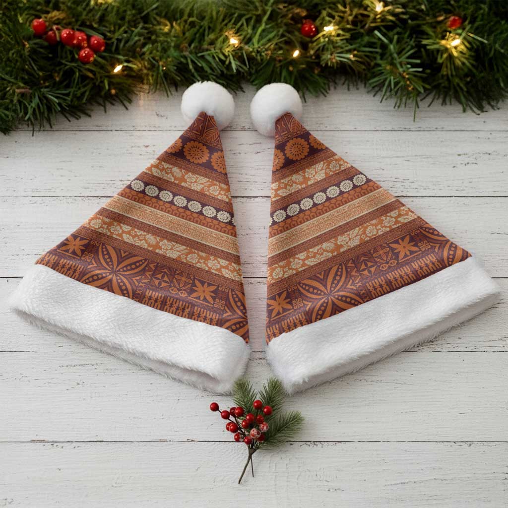 Fiji Marau na Kerisimasi Christmas Santa Hat Gold Tapa Masi Inspired Christmas - Polynesian Pride