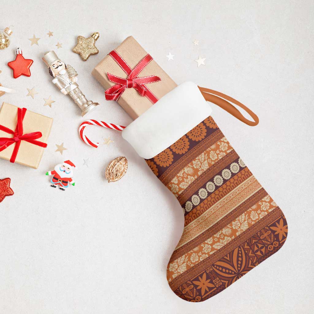 Fiji Marau na Kerisimasi Christmas Stocking Gold Tapa Masi Inspired Christmas - Polynesian Pride