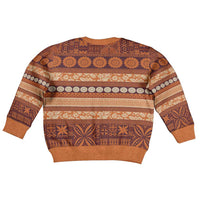 Fiji Marau na Kerisimasi Kid Ugly Christmas Sweater Gold Tapa Masi Inspired Christmas - Polynesian Pride