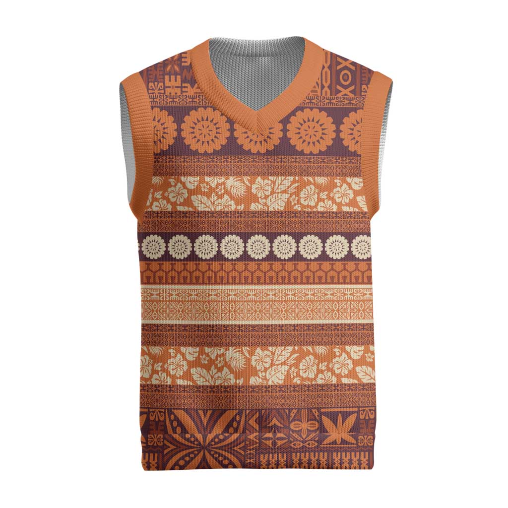 Fiji Marau na Kerisimasi Christmas Knitted V-Neck Vest Gold Tapa Masi Inspired Christmas - Polynesian Pride
