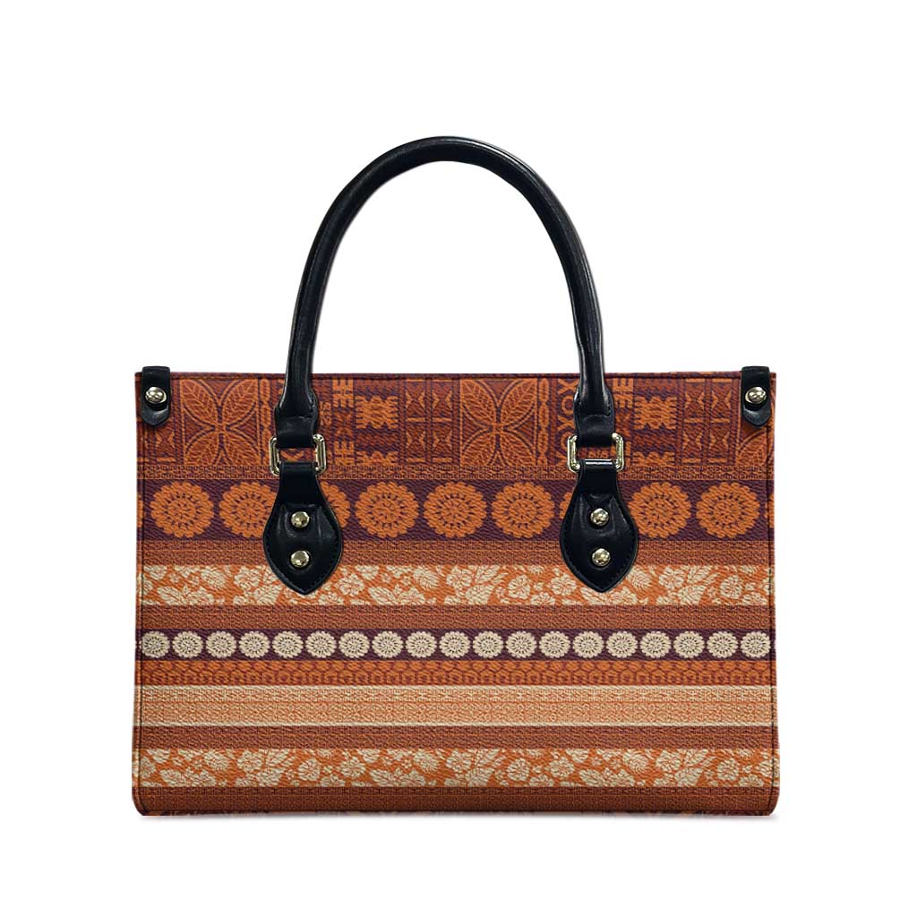 Fiji Marau na Kerisimasi Leather Bag Gold Tapa Masi Inspired Christmas - Polynesian Pride