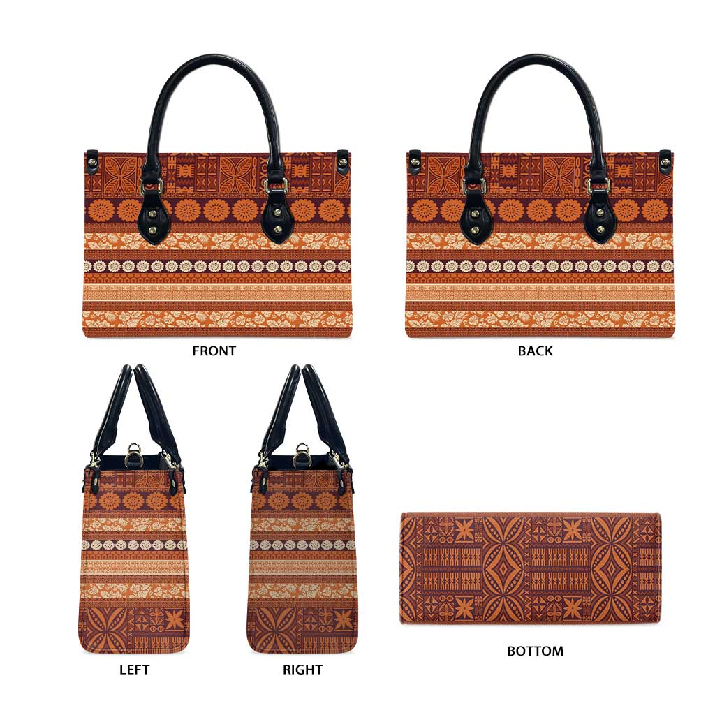 Fiji Marau na Kerisimasi Leather Bag Gold Tapa Masi Inspired Christmas - Polynesian Pride