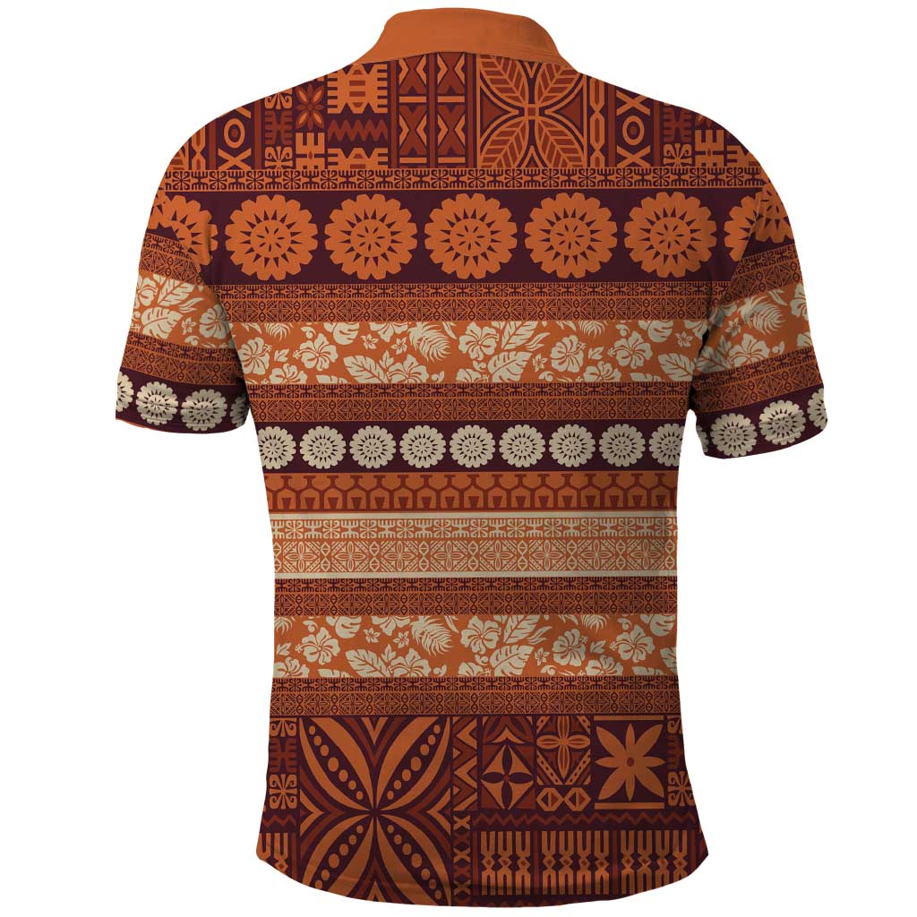 Fiji Marau na Kerisimasi Polo Shirt Gold Tapa Masi Inspired Christmas - Polynesian Pride