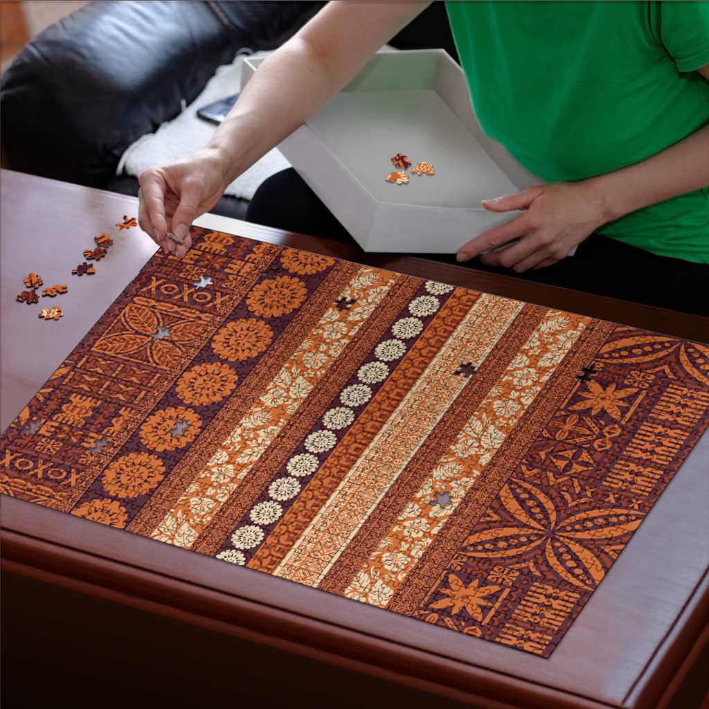 Fiji Marau na Kerisimasi Puzzle Gold Tapa Masi Inspired Christmas - Polynesian Pride