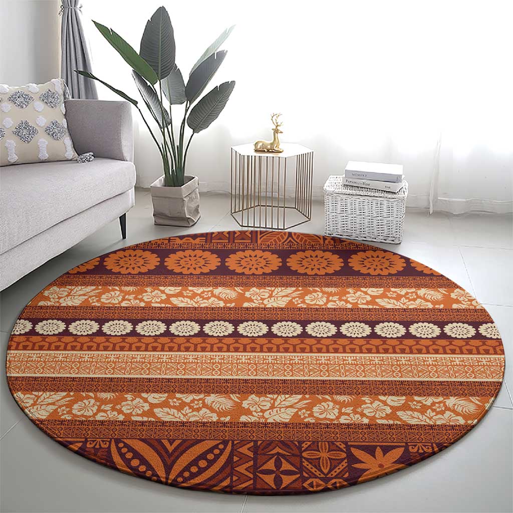 Fiji Marau na Kerisimasi Round Carpet Gold Tapa Masi Inspired Christmas - Polynesian Pride