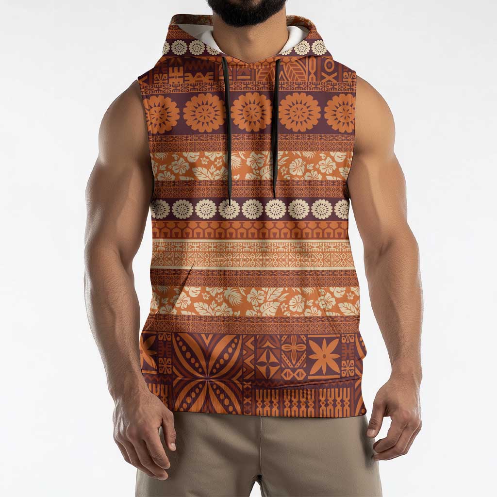 Fiji Marau na Kerisimasi Sleeveless Hoodie Gold Tapa Masi Inspired Christmas - Polynesian Pride