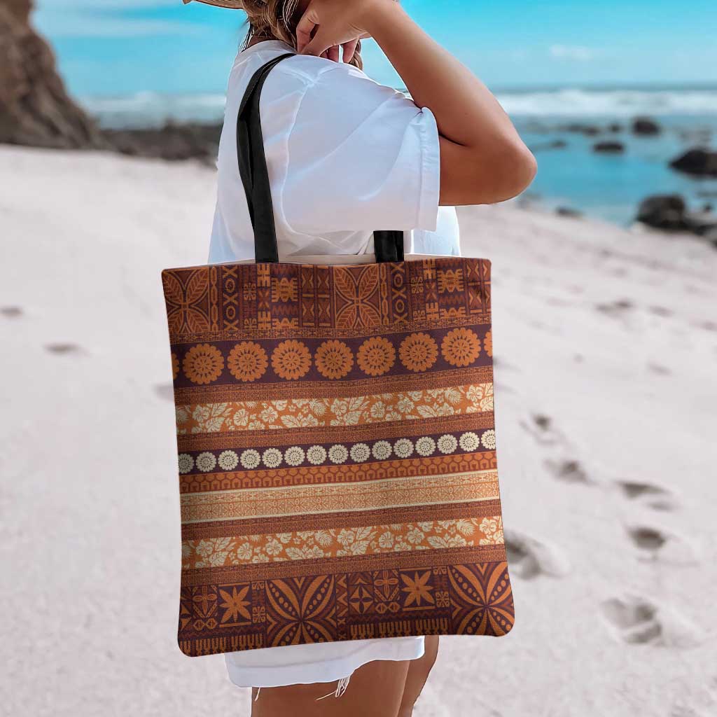 Fiji Marau na Kerisimasi Tote Bag Gold Tapa Masi Inspired Christmas - Polynesian Pride