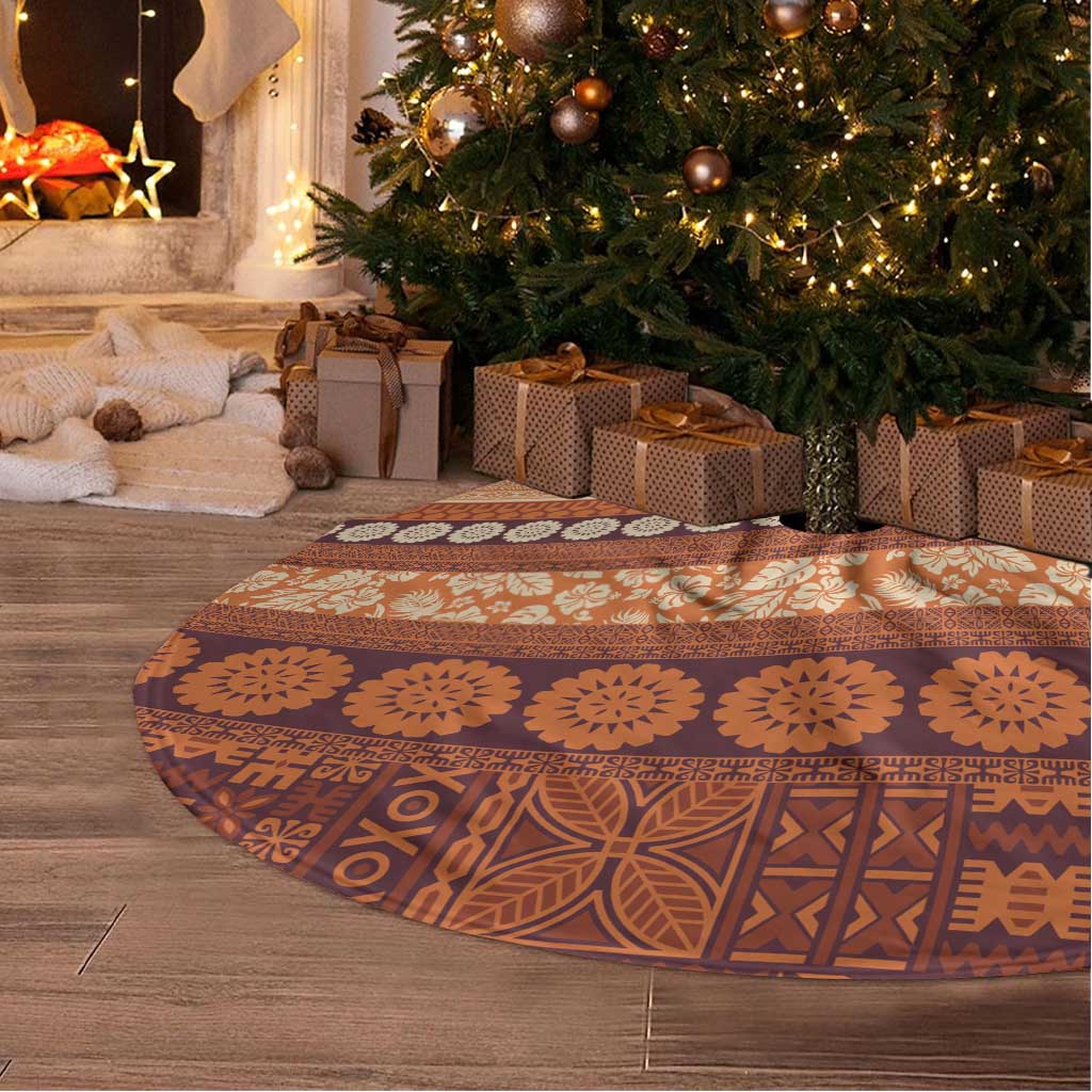 Fiji Marau na Kerisimasi Tree Skirt Gold Tapa Masi Inspired Christmas - Polynesian Pride
