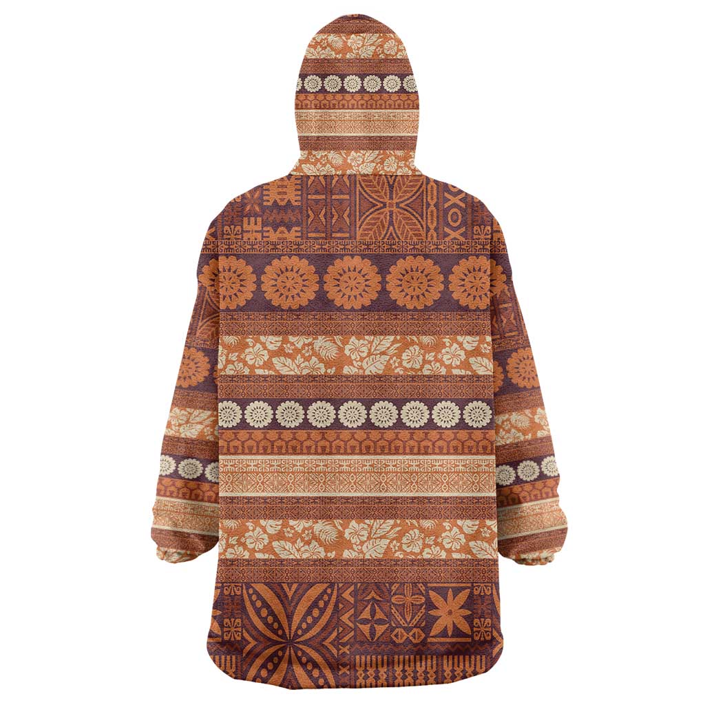 Fiji Marau na Kerisimasi Wearable Blanket Hoodie Gold Tapa Masi Inspired Christmas - Polynesian Pride