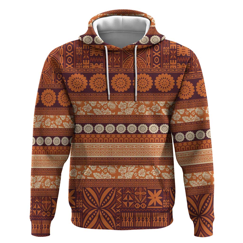 Fiji Marau na Kerisimasi Zip Hoodie Gold Tapa Masi Inspired Christmas - Polynesian Pride