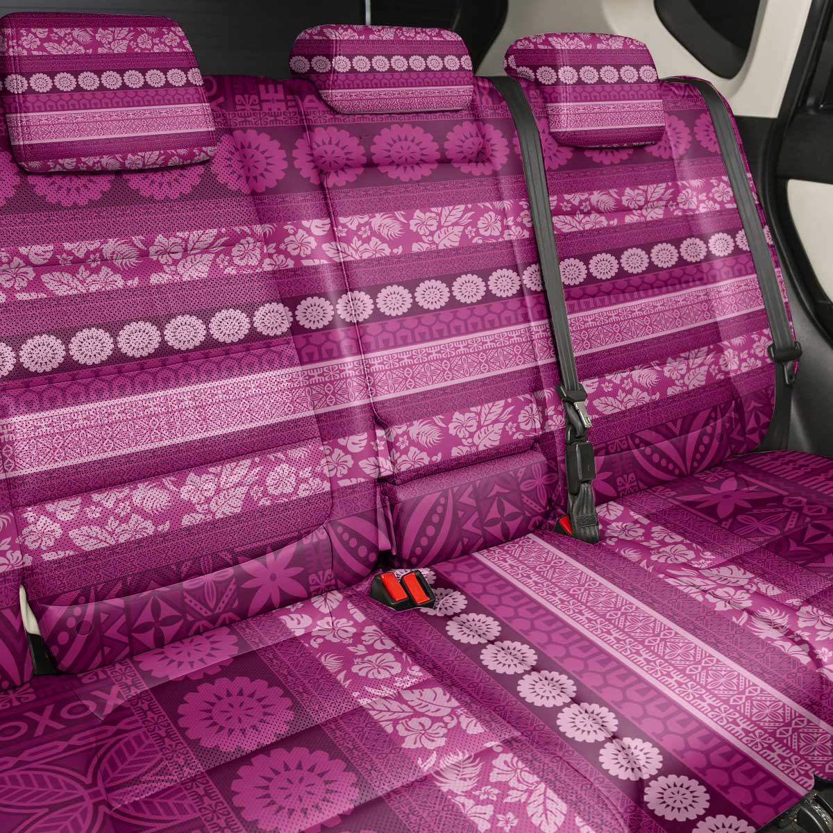 Fiji Marau na Kerisimasi Back Car Seat Cover Pink Tapa Masi Inspired Christmas - Polynesian Pride