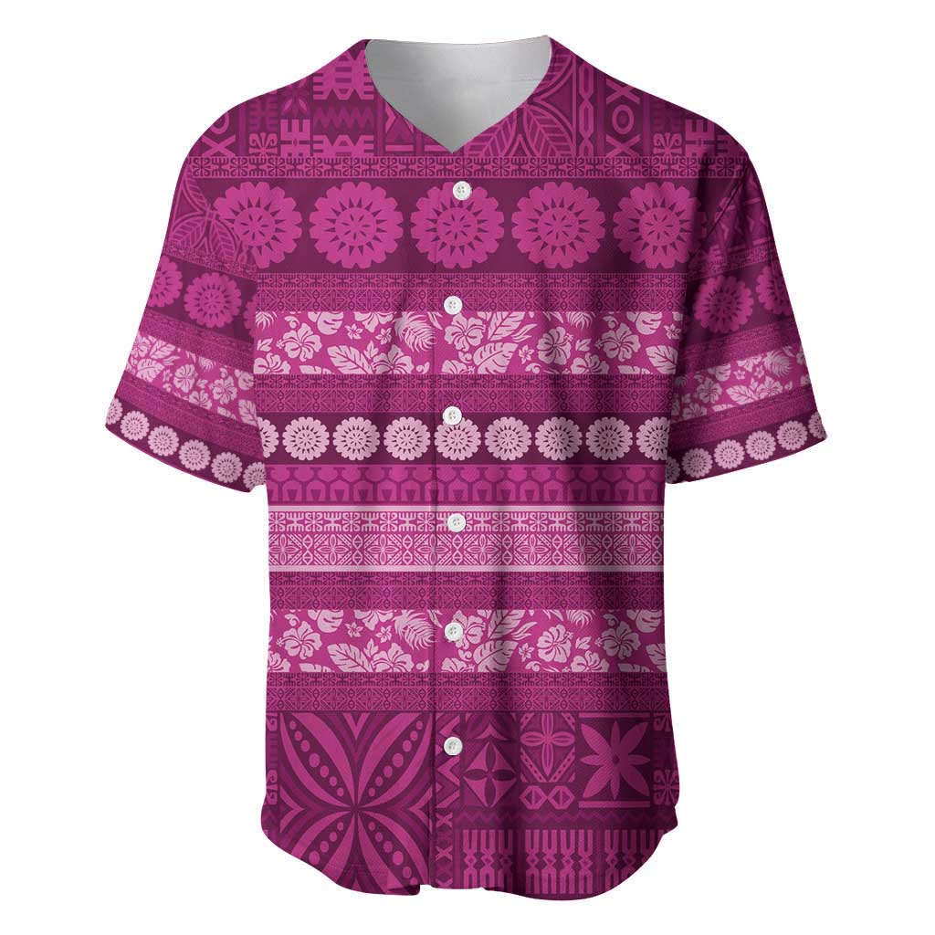 Fiji Marau na Kerisimasi Baseball Jersey Pink Tapa Masi Inspired Christmas - Polynesian Pride