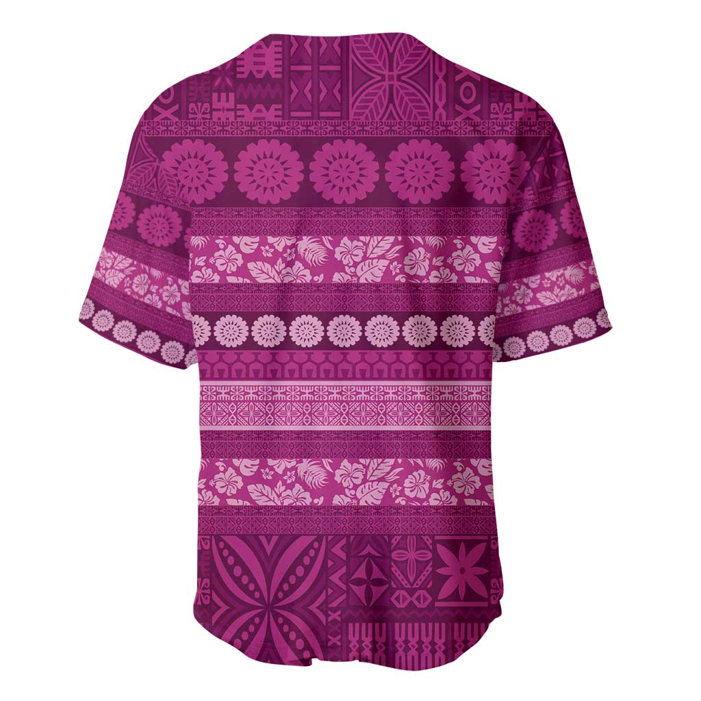 Fiji Marau na Kerisimasi Baseball Jersey Pink Tapa Masi Inspired Christmas - Polynesian Pride