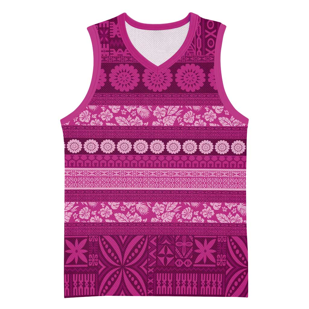 Fiji Marau na Kerisimasi Basketball Jersey Pink Tapa Masi Inspired Christmas - Polynesian Pride