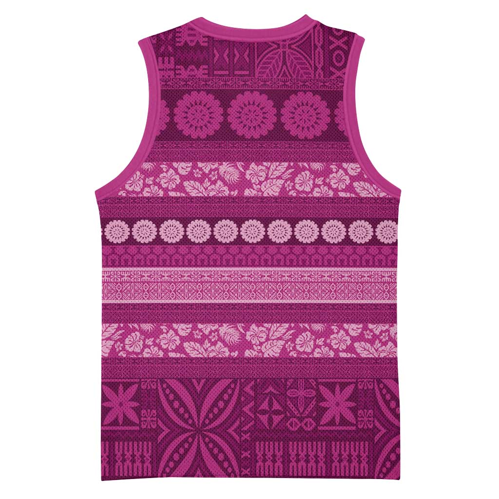 Fiji Marau na Kerisimasi Basketball Jersey Pink Tapa Masi Inspired Christmas - Polynesian Pride