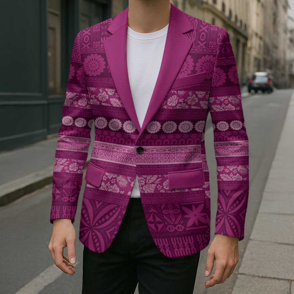Fiji Marau na Kerisimasi Blazer Pink Tapa Masi Inspired Christmas - Polynesian Pride