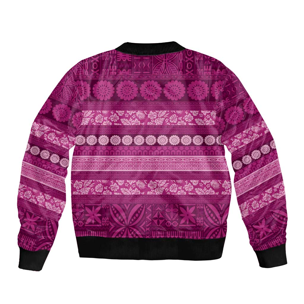 Fiji Marau na Kerisimasi Bomber Jacket Pink Tapa Masi Inspired Christmas - Polynesian Pride