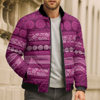 Fiji Marau na Kerisimasi Bomber Puffer Jacket Pink Tapa Masi Inspired Christmas - Polynesian Pride