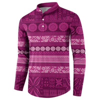 Fiji Marau na Kerisimasi Button Sweatshirt Pink Tapa Masi Inspired Christmas - Polynesian Pride