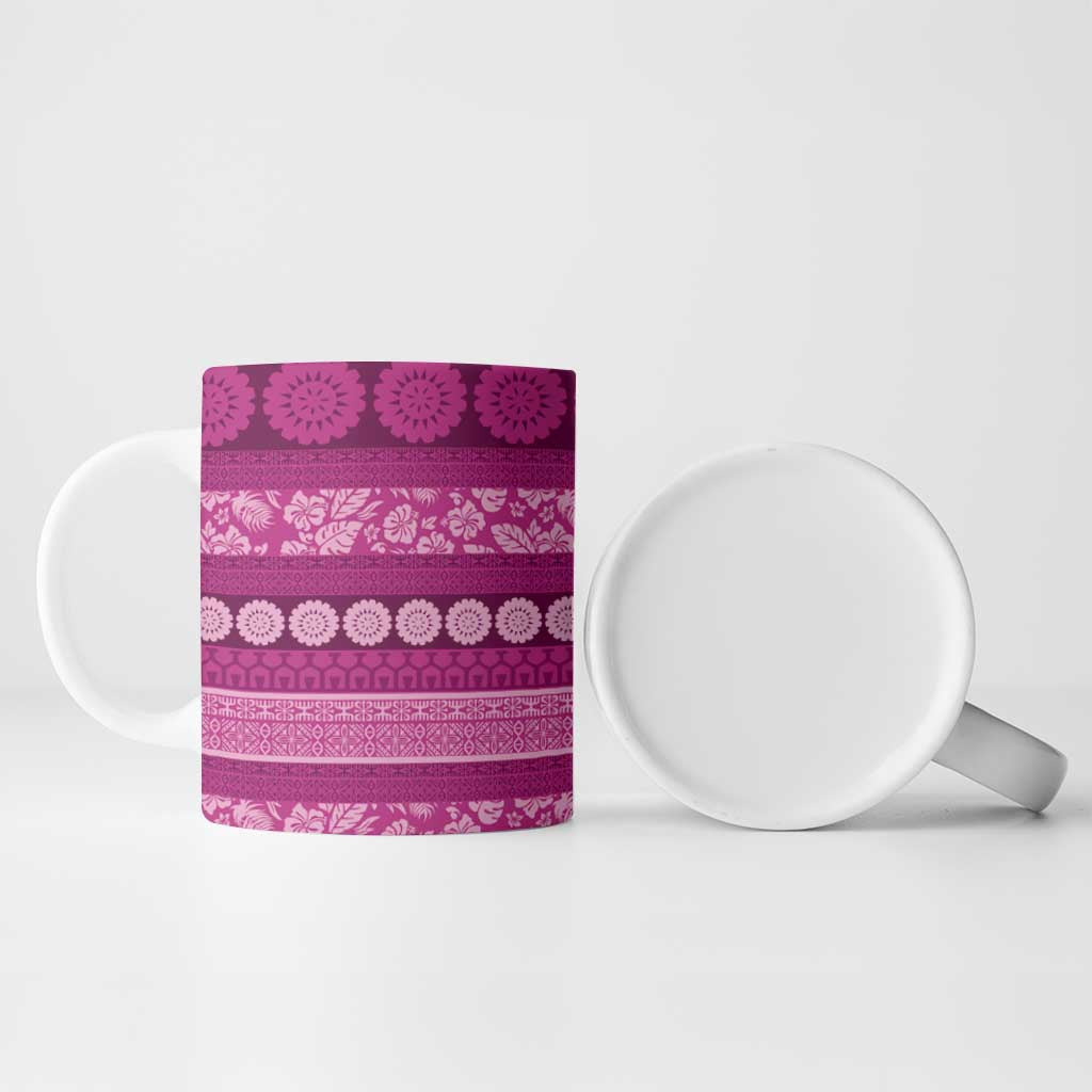 Fiji Marau na Kerisimasi Ceramic Mug Pink Tapa Masi Inspired Christmas - Polynesian Pride