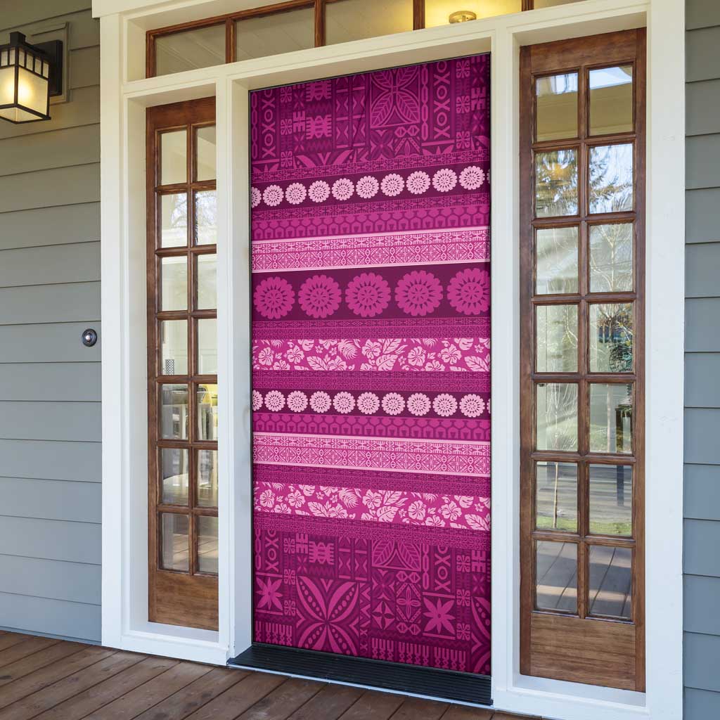 Fiji Marau na Kerisimasi Door Cover Pink Tapa Masi Inspired Christmas - Polynesian Pride