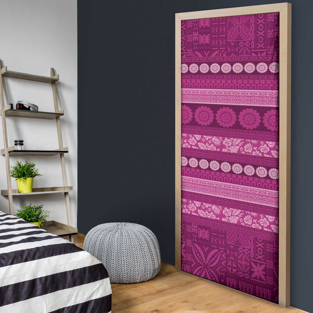 Fiji Marau na Kerisimasi Door Cover Pink Tapa Masi Inspired Christmas - Polynesian Pride